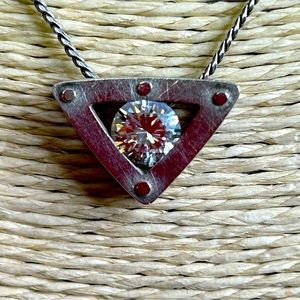 VINTAGE BG 925 CZ PENDANT AND 16” CHAIN